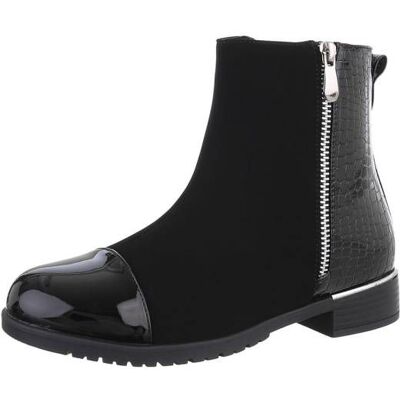 Ital-Design Flache Stiefeletten für Damen in Schwarz Ital-Design Flache Stiefeletten für Damen in Schwarz
