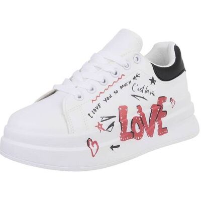 Ital-Design Sneakers Low für Damen in Weiß und Schwarz Ital-Design Sneakers Low für Damen in Weiß und Schwarz