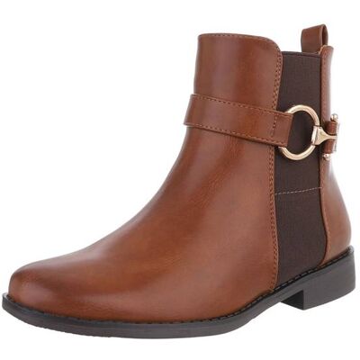 Ital-Design Flache Stiefeletten für Damen in Camel Ital-Design Flache Stiefeletten für Damen in Camel