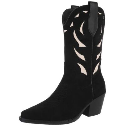 Ital-Design Western- & Bikerstiefel für Damen in Schwarz und Beige Ital-Design Western- & Bikerstiefel für Damen in Schwarz und Beige
