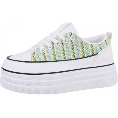 Ital-Design Sneakers Low für Damen in Weiß und Gelb Ital-Design Sneakers Low für Damen in Weiß und Gelb