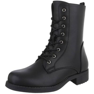 Ital-Design Flache Stiefeletten für Damen in Schwarz Ital-Design Flache Stiefeletten für Damen in Schwarz