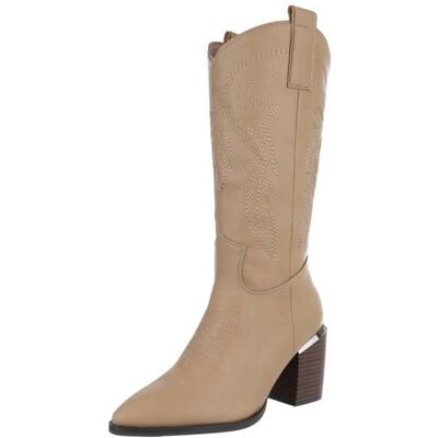 Ital-Design Western- & Bikerstiefel für Damen in Hellbraun Ital-Design Western- & Bikerstiefel für Damen in Hellbraun
