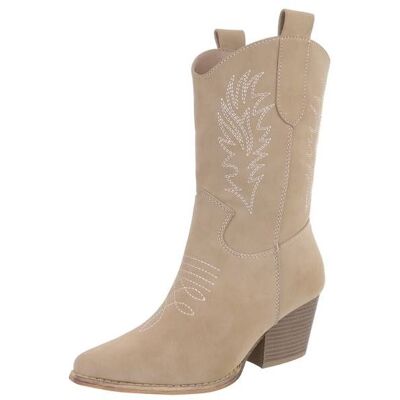 Ital-Design Western- & Bikerboots für Damen in Hellbraun Ital-Design Western- & Bikerboots für Damen in Hellbraun