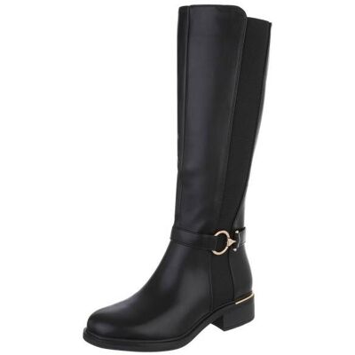 Ital-Design Flache Stiefel für Damen in Schwarz Ital-Design Flache Stiefel für Damen in Schwarz