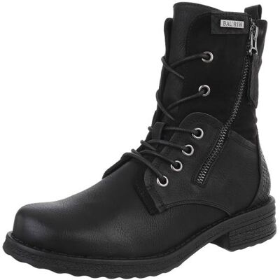 Ital-Design Flache Stiefeletten für Damen in Schwarz Ital-Design Flache Stiefeletten für Damen in Schwarz