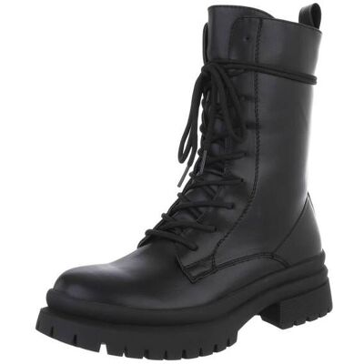 Ital-Design Flache Stiefeletten für Damen in Schwarz Ital-Design Flache Stiefeletten für Damen in Schwarz