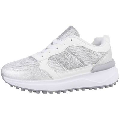 Ital-Design Sneakers Low für Damen in Silber und Weiß Ital-Design Sneakers Low für Damen in Silber und Weiß