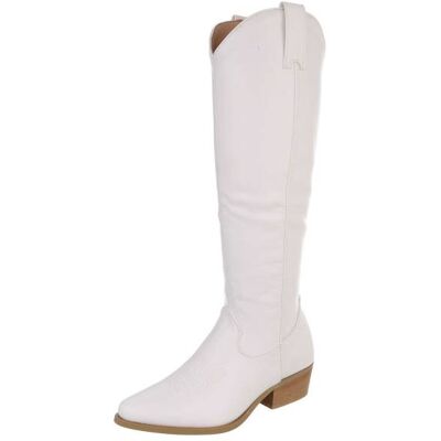 Ital-Design Western- & Bikerstiefel für Damen in Weiß Ital-Design Western- & Bikerstiefel für Damen in Weiß