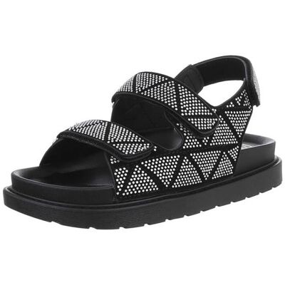 Ital-Design Riemchensandalen für Damen in Schwarz und Silber Ital-Design Riemchensandalen für Damen in Schwarz und Silber