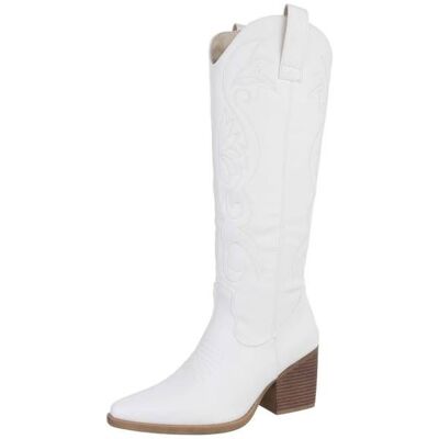Ital-Design Western- & Bikerstiefel für Damen in Weiß Ital-Design Western- & Bikerstiefel für Damen in Weiß