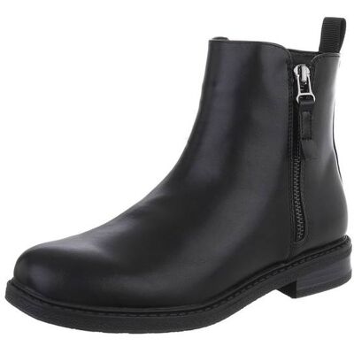 Ital-Design Flache Stiefeletten für Damen in Schwarz Ital-Design Flache Stiefeletten für Damen in Schwarz