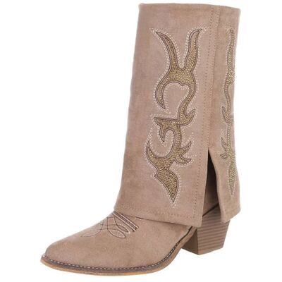 Ital-Design Western- & Bikerstiefel für Damen in Hellbraun Ital-Design Western- & Bikerstiefel für Damen in Hellbraun