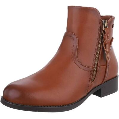 Ital-Design Flache Stiefeletten für Damen in Camel Ital-Design Flache Stiefeletten für Damen in Camel