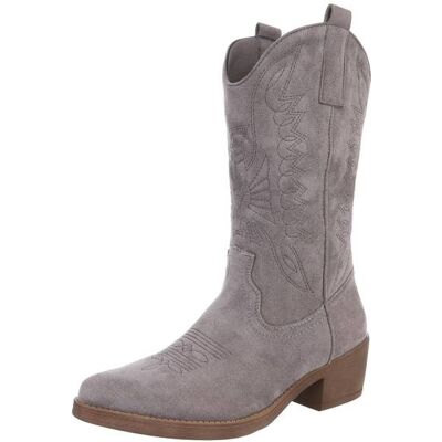 Ital-Design Western- & Bikerstiefel für Damen in Grau Ital-Design Western- & Bikerstiefel für Damen in Grau