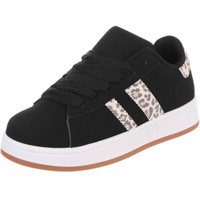 Ital-Design Sneakers Low für Damen in Schwarz und Leo Ital-Design Sneakers Low für Damen in Schwarz und Leo