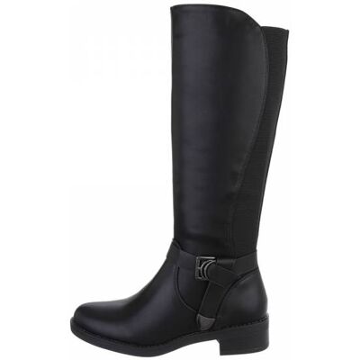 Ital-Design Flache Stiefel für Damen in Schwarz Ital-Design Flache Stiefel für Damen in Schwarz