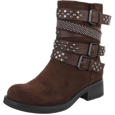 Ital-Design Flache Stiefeletten für Damen in Braun Ital-Design Flache Stiefeletten für Damen in Braun