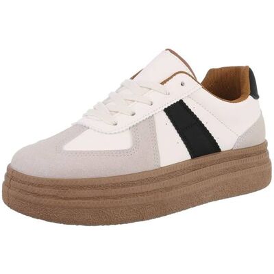 Ital-Design Sneakers Low für Damen in Grau und Beige Ital-Design Sneakers Low für Damen in Grau und Beige