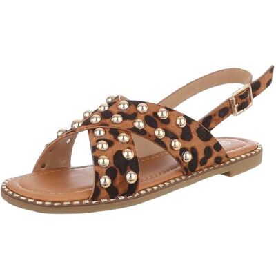 Ital-Design Riemchensandalen für Damen in Braun und Leo Ital-Design Riemchensandalen für Damen in Braun und Leo