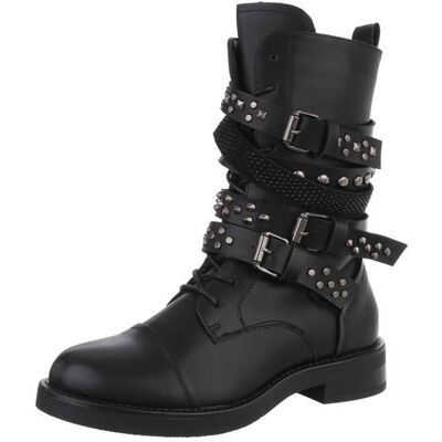 Ital-Design Flache Stiefeletten für Damen in Schwarz Ital-Design Flache Stiefeletten für Damen in Schwarz