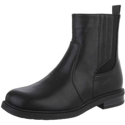 Ital-Design Flache Stiefeletten für Damen in Schwarz Ital-Design Flache Stiefeletten für Damen in Schwarz