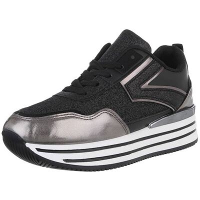 Ital-Design Sneakers Low für Damen in Schwarz und Bronze Ital-Design Sneakers Low für Damen in Schwarz und Bronze