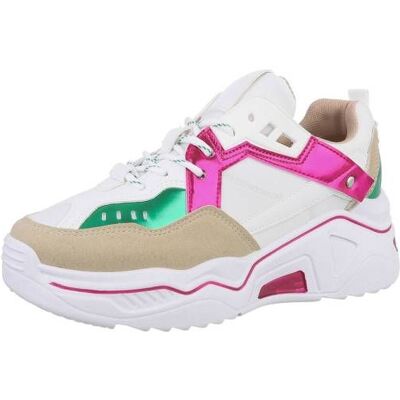 Ital-Design Sneakers Low für Damen in Weiß und Pink Ital-Design Sneakers Low für Damen in Weiß und Pink