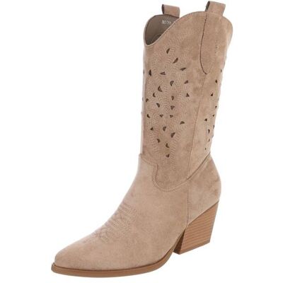 Ital-Design Western- & Bikerstiefel für Damen in Hellbraun Ital-Design Western- & Bikerstiefel für Damen in Hellbraun