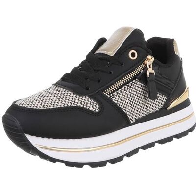 Ital-Design Sneakers Low für Damen in Schwarz und Gold Ital-Design Sneakers Low für Damen in Schwarz und Gold