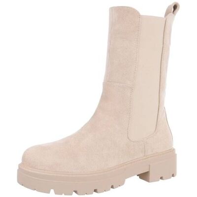 Ital-Design Plateaustiefeletten für Damen in Beige Ital-Design Plateaustiefeletten für Damen in Beige