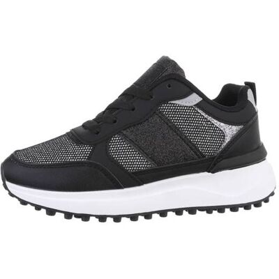 Ital-Design Sneakers Low für Damen in Schwarz und Silber Ital-Design Sneakers Low für Damen in Schwarz und Silber