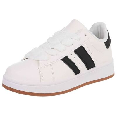 Ital-Design Sneakers Low für Damen in Weiß und Schwarz Ital-Design Sneakers Low für Damen in Weiß und Schwarz