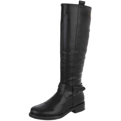 Ital-Design Flache Stiefel für Damen in Schwarz Ital-Design Flache Stiefel für Damen in Schwarz