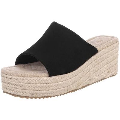 Ital-Design Plateausandaletten für Damen in Schwarz und Beige Ital-Design Plateausandaletten für Damen in Schwarz und Beige