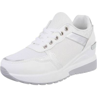 Ital-Design Sneakers Low für Damen in Weiß und Silber Ital-Design Sneakers Low für Damen in Weiß und Silber