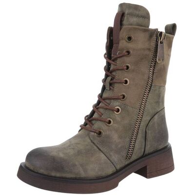 Ital-Design Flache Stiefeletten für Damen in Grün Ital-Design Flache Stiefeletten für Damen in Grün