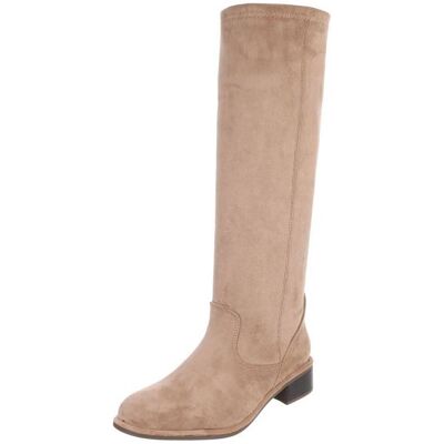 Ital-Design Flache Stiefel für Damen in Hellbraun Ital-Design Flache Stiefel für Damen in Hellbraun