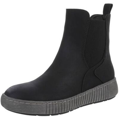 Ital-Design Flache Stiefeletten für Damen in Schwarz Ital-Design Flache Stiefeletten für Damen in Schwarz