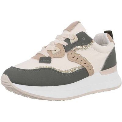 Ital-Design Sneakers Low für Damen in Grün und Creme Ital-Design Sneakers Low für Damen in Grün und Creme