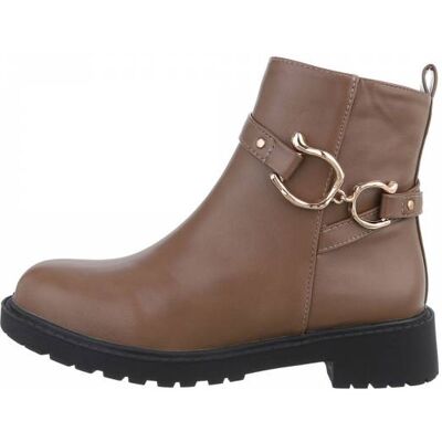 Ital-Design Flache Stiefeletten für Damen in Hellbraun Ital-Design Flache Stiefeletten für Damen in Hellbraun