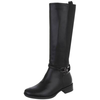 Ital-Design Flache Stiefel für Damen in Schwarz Ital-Design Flache Stiefel für Damen in Schwarz