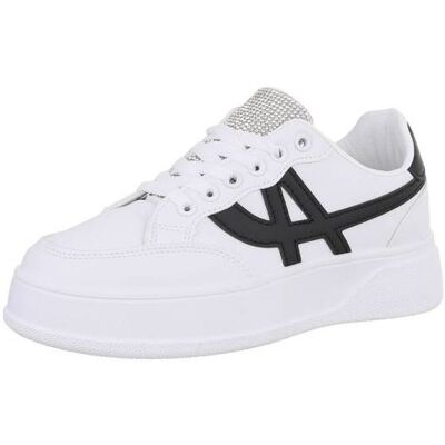 Ital-Design Sneakers Low für Damen in Weiß und Schwarz Ital-Design Sneakers Low für Damen in Weiß und Schwarz
