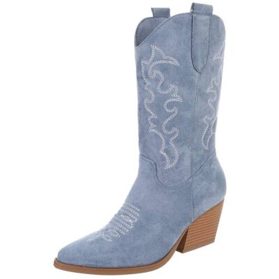 Ital-Design Western- & Bikerstiefel für Damen in Hellblau Ital-Design Western- & Bikerstiefel für Damen in Hellblau