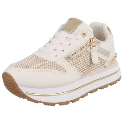 Ital-Design Sneakers Low für Damen in Beige und Gold Ital-Design Sneakers Low für Damen in Beige und Gold