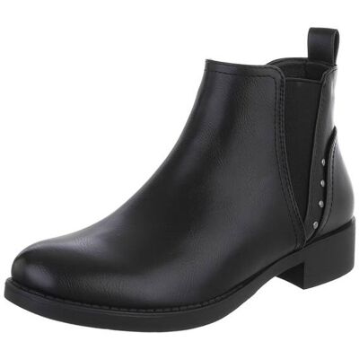Ital-Design Flache Stiefeletten für Damen in Schwarz Ital-Design Flache Stiefeletten für Damen in Schwarz