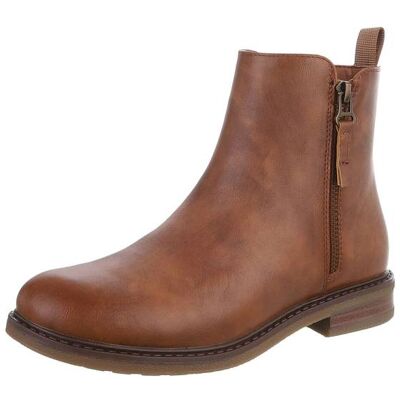 Ital-Design Flache Stiefeletten für Damen in Camel Ital-Design Flache Stiefeletten für Damen in Camel