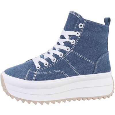 Ital-Design Sneakers High für Damen in Blau und Weiß Ital-Design Sneakers High für Damen in Blau und Weiß