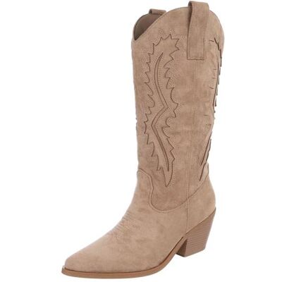 Ital-Design Western- & Bikerstiefel für Damen in Hellbraun Ital-Design Western- & Bikerstiefel für Damen in Hellbraun