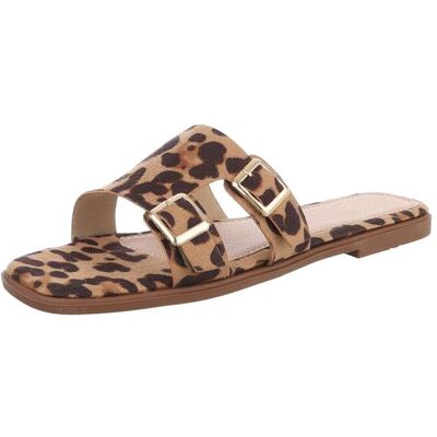 Ital-Design Pantoletten für Damen in Braun und Beige Ital-Design Pantoletten für Damen in Braun und Beige